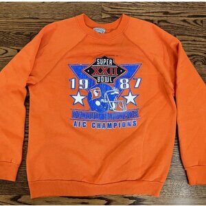 Vintage Denver Broncos Sweatshirt-Large-Orange-1987 AFC Champions - Made in USA